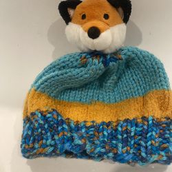 INFANT KNITTED PLUSH FOX HEAD CAP