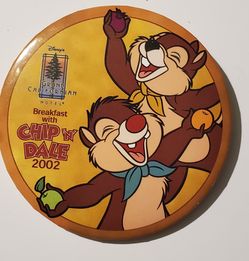 BREAKFAST with CHIP-N-DALE - GRAND CALIFORNIAN HOTEL - DISNEYLAND 2002 BUTTON