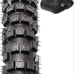 2.75-17 4PR TT 41P Dirt Bike Front/Rear Tire and Heavy Duty Inner Tube Compatible with 2.75-17 Off Road Pit Bike/Motorcycle Tire (P-259