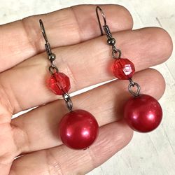 Red Moonstone Drop Earrings 