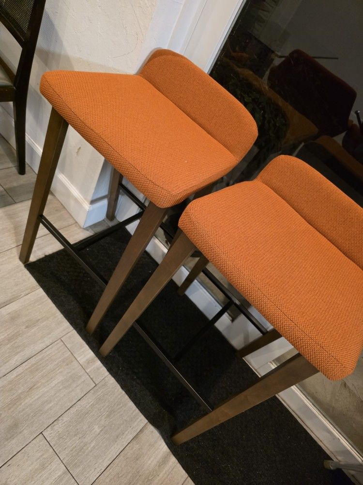 Beautiful Orange Stools Pair Of 2