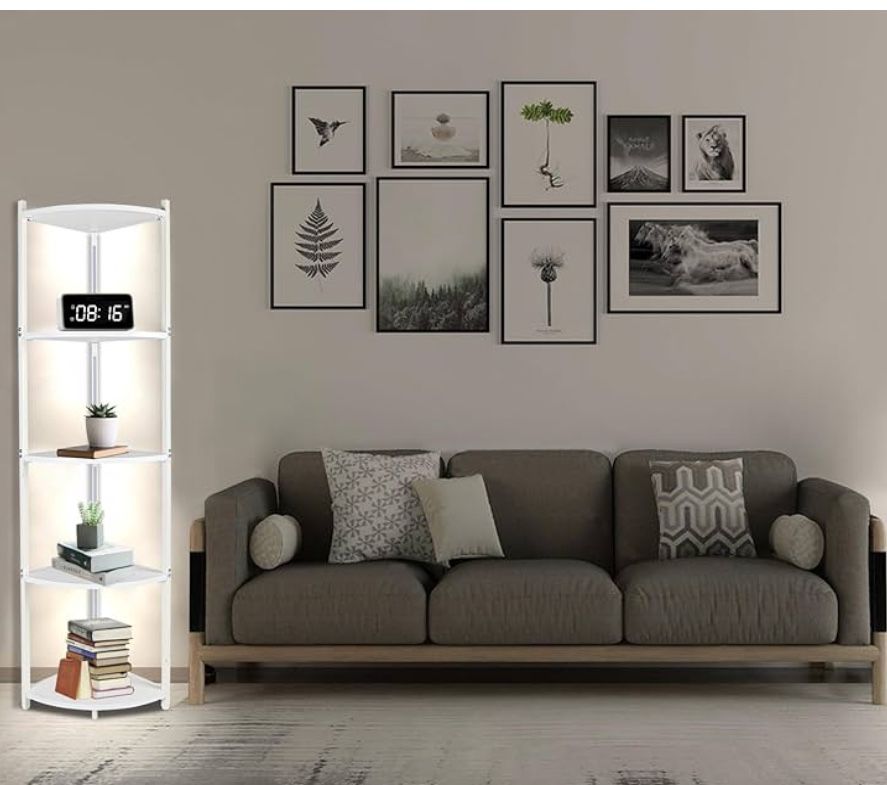 New White 5 Shelf With Lights