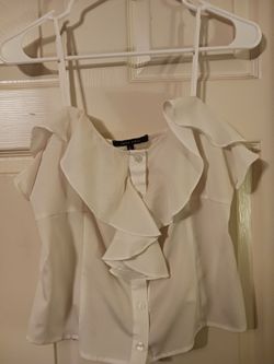 Naked Zebra Ruffle Front Sleeveless Blouse sz large