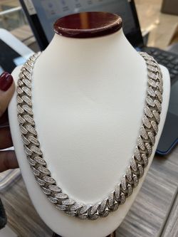 Bustdown Miami Cuban silver CZ chain, 143 grams