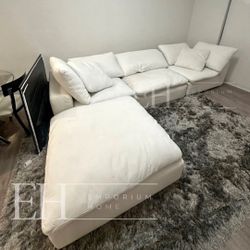 White Boucle 4 Piece Cloud Sofa Sectional 