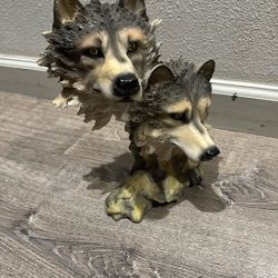 Wolf Head Twohead Wolf Bust