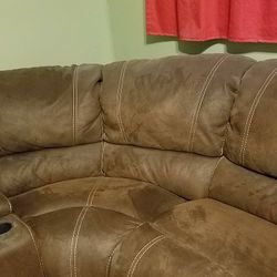 Leather Sectional sofa  Brown Nubuck