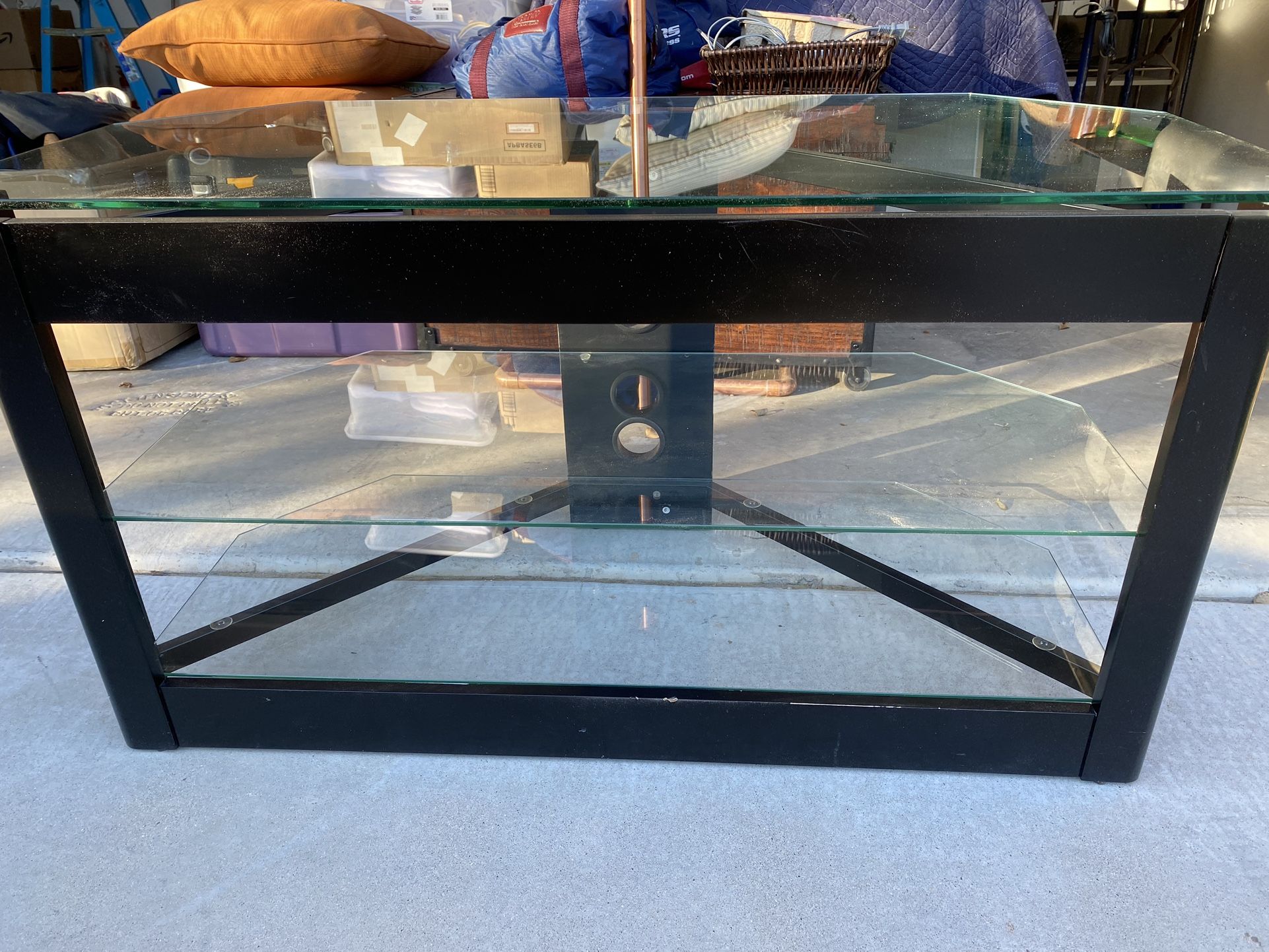 Black Metal And Glass TV Stand