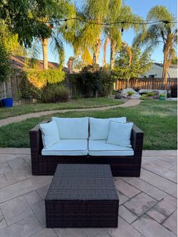 Outdoor patio wicker sectional couch set