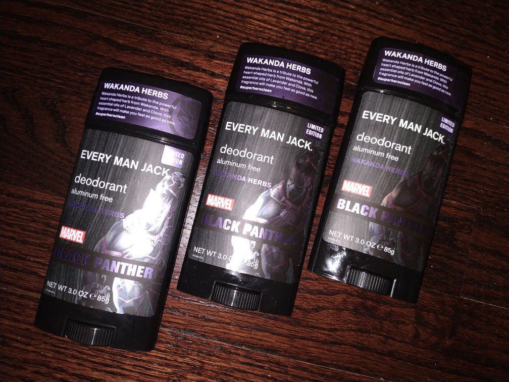 3-Pack! Save Big! Every Man Jack Deodorant Black Panther "Wakanda Herbs" 3 oz each!