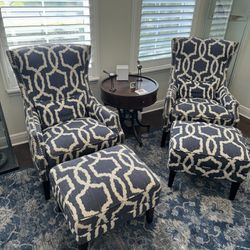Blue Accent Chairs With Ottomans