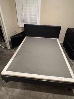 Faux leather queen bed frame with box mattress