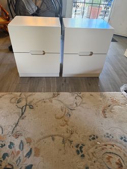Pair of beige  2-Drawer Nightstands