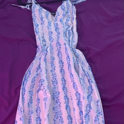 White And Blue Floral Dress