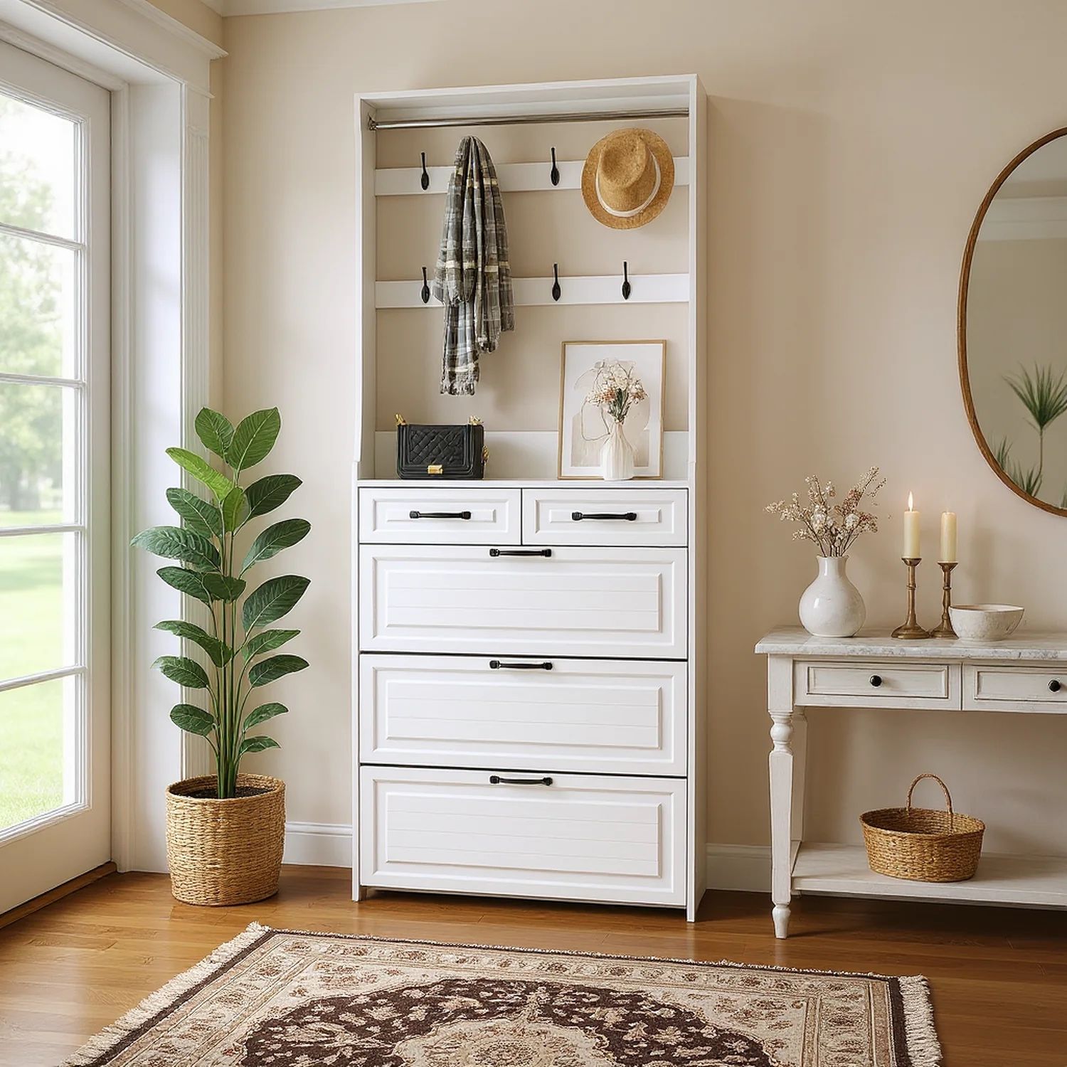 🎄Xmas Sale🎄Homy Casa Avenue Shoe Cabinet · Entryway Storage White