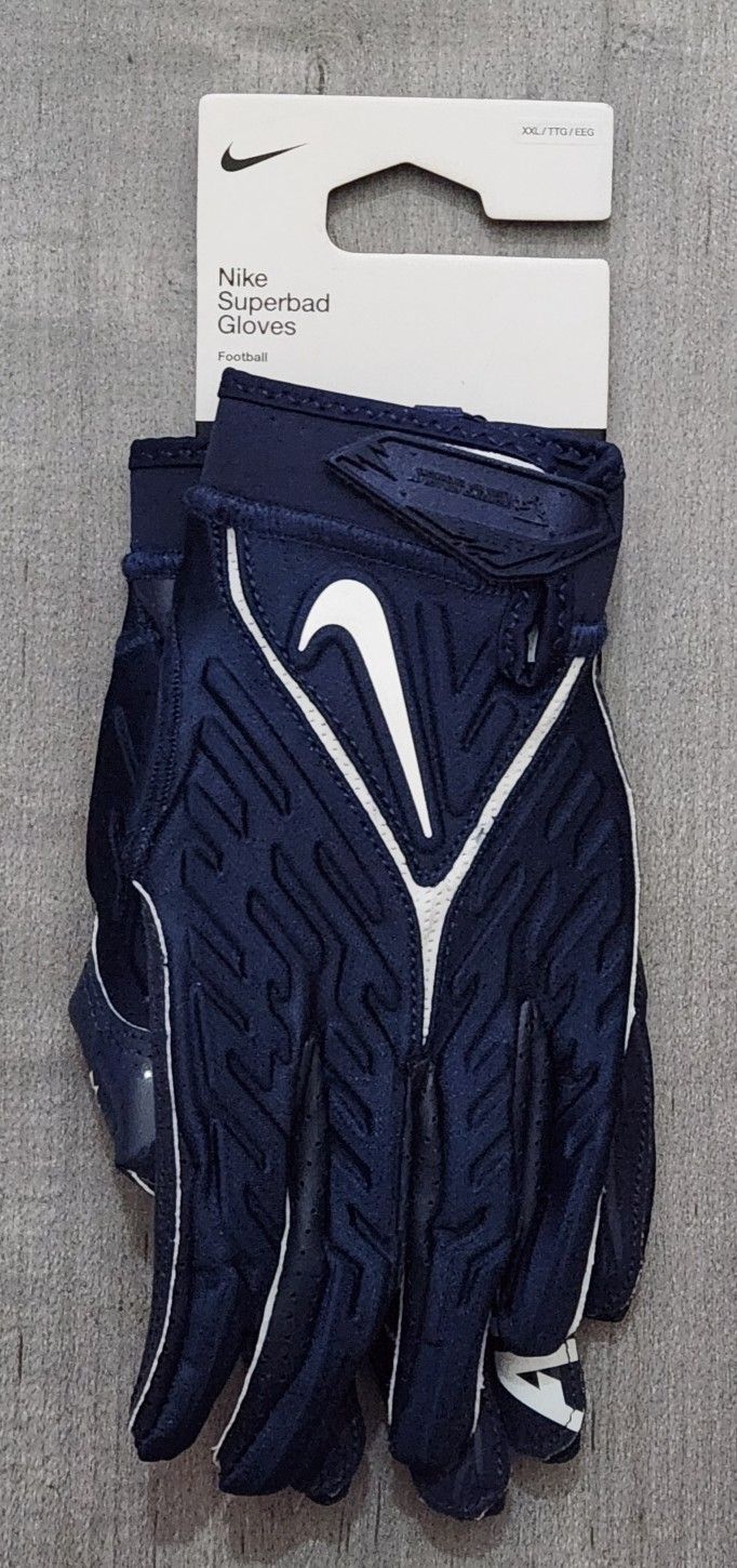 🔥 Nike NFL Superbad 6.0 Football Gloves Blue White DJ7796-448 Men's Size 2XL 🏈