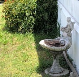 Outdoor Water Fountain/Bird Bath of Cherub Riding A Fish