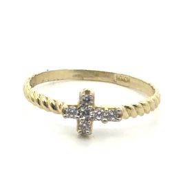 Woman’s Ladies 10k Yellow Gold CZ Cubic Zirconia Cross Stacking Ring Size 7.5 GP3129813