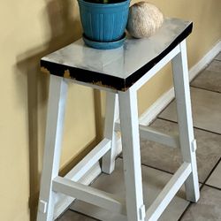 Modern Marble Accent Stool / Side Table – Gloss Faux Finish