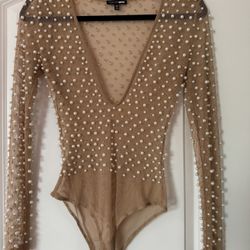 Fashion Nova Nude Pearl Bodysuit 