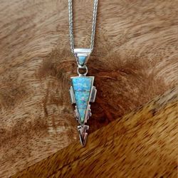 Rare Calvin Begay SS Opal Inlay Pendant