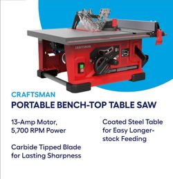 CRAFTSMAN 8-1/4-inch 13-Amp Corded Portable Benchtop Table Saw