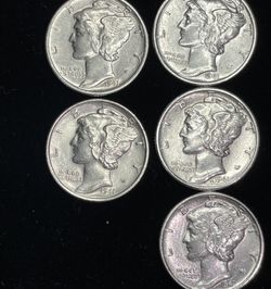 1941 P Silver Mercery Dime Collector Coins AU Condition