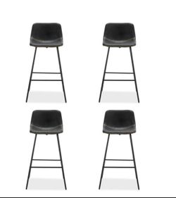LUE BONA Alexander 24" Black Counter Stools Set of 4 - Already Assembled