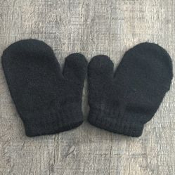 Baby One Size Black Knit Mittens