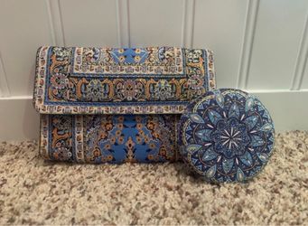Turkish Wallet and Handheld Mirror with Geometric Oriental Designs
