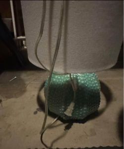 Teal Beaded Ceramic Table Lamp