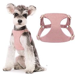 New  -  Beautiful Pink No Pull Leather Dog Harness - Luxury Look !  