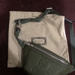 Gucci Jumbo GG crossbody Bag Satchel Green USED 