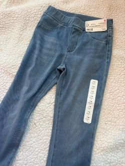 Uniqlo Kids Girls 7-8 Ultra Stretch Denim Leggings Pants Light Blue Wash Pull On