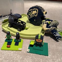 Seahawks Lego Set Helmet, Three Football Players, Seahawks Buggy And Large Seahawks Figure