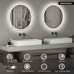 2 pack 20 inch LED Lighted Dimmable Anti Fog Frameless Rounded Vanity Mirror