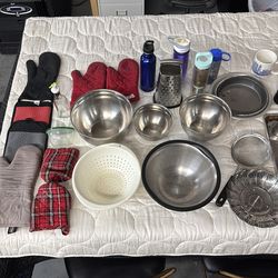 Stainless mixing bowls, Knives, kitchen goods blowout!