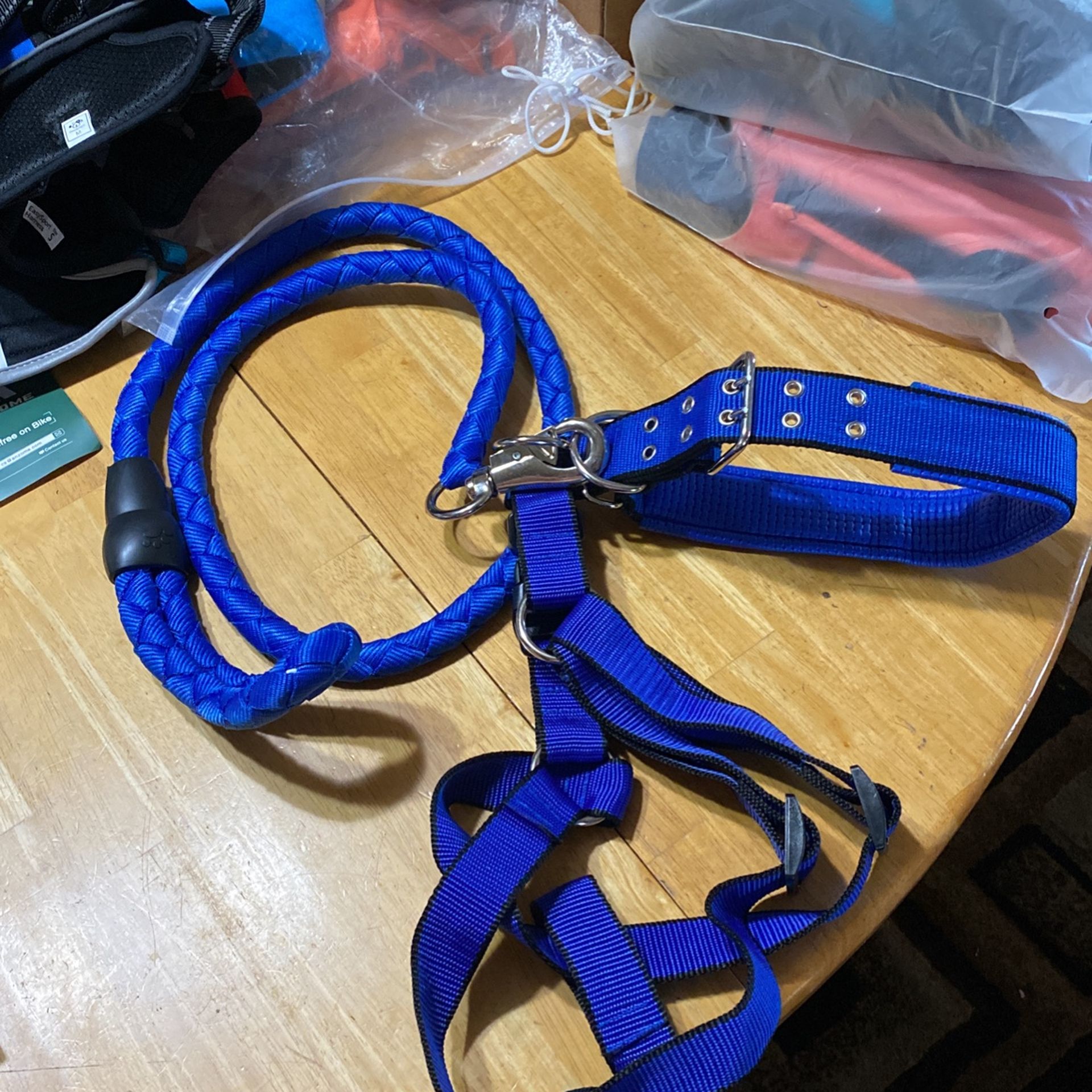 Three Pieces Set Dog Harness/collar/leases Heavy Duty Size Large X-Large