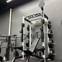 Half Rack DEAL | Adjustable Jammer Arms | Adjustable Bench | Olympic Barbell | Bumper Plates Set | Landmine | Gym Equipment