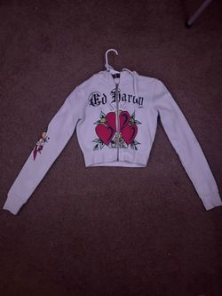 White Ed Hardy Zip Up - Love Kills Slowly XS