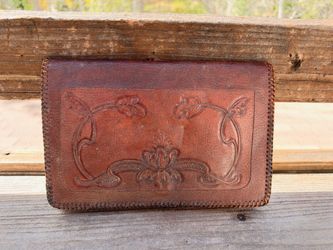 Vintage Tooled Leather Clutch Purse – $85