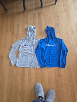 2 Champion Hooded Long Sleeve Shirts Youth Size XL