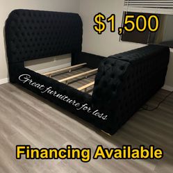 King Size Bed Frame Black Velvet Brand New