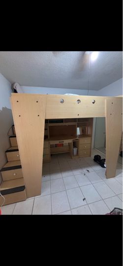 Loft Bed with Desk and Storage Stairs
