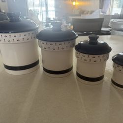 beautiful antique ceramic matching cooking jars