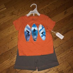 NWT $16 VitaminsKids Surf Orange 2 Piece Set 18M