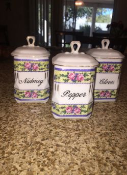 Antique glass spice set