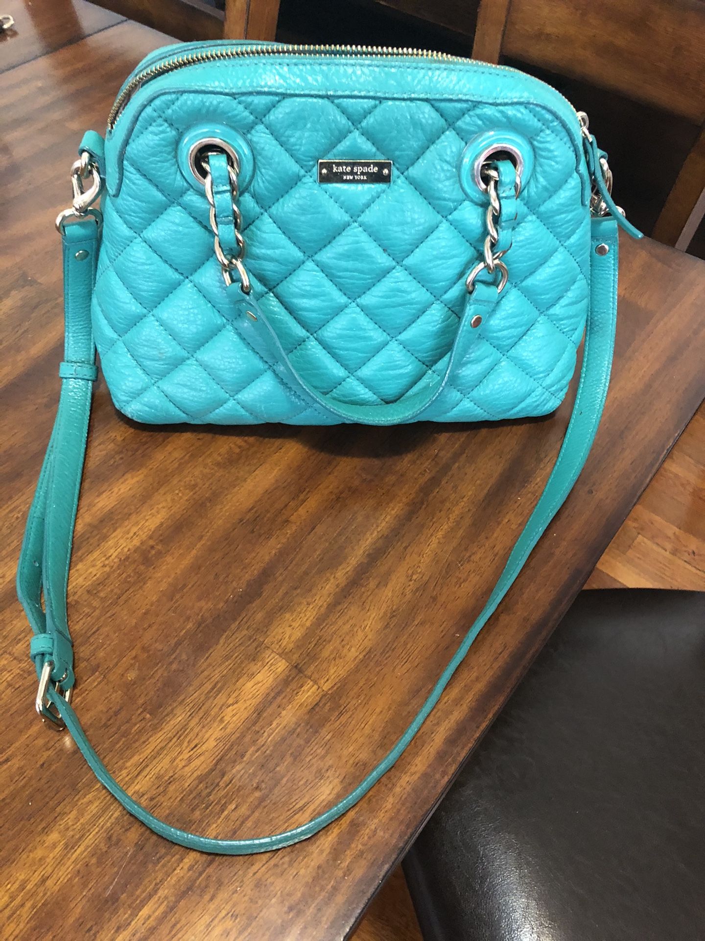 Kate Spade Quilted Leather Crossbody Bag- Teal/ Turquoise