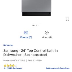 Brand New Samsung 24” Top Control Built-in Dishwasher Stainless Steel