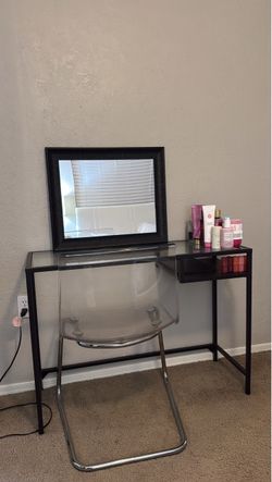 Vanity WITH clear chair WITH mirror